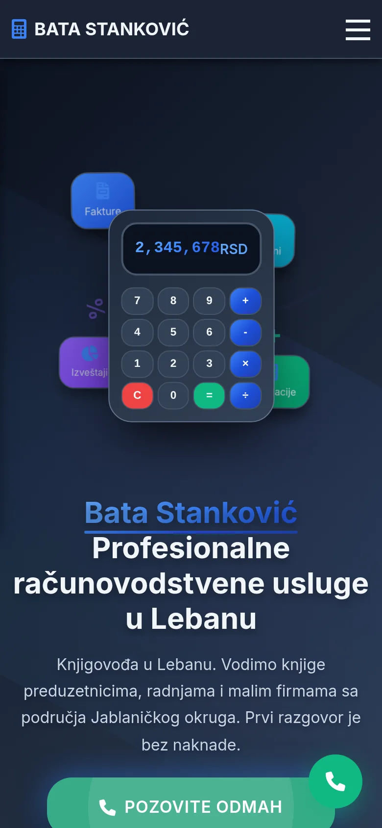 Sajt Bata Stanković na telefonu