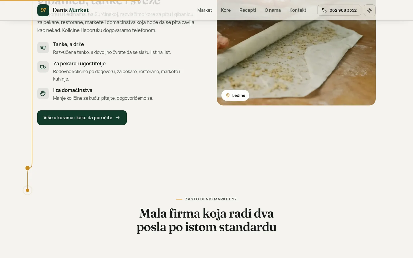 Sekcija o korama za pitu i gibanicu iz Ledina