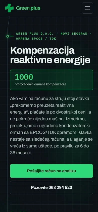 Naslovna strana Green Plus na telefonu