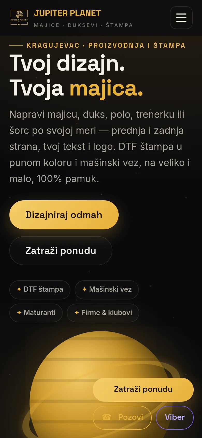 Sajt Jupiter Planet na telefonu