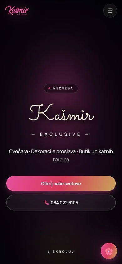 Naslovna strana sajta Kašmir Exclusive na telefonu