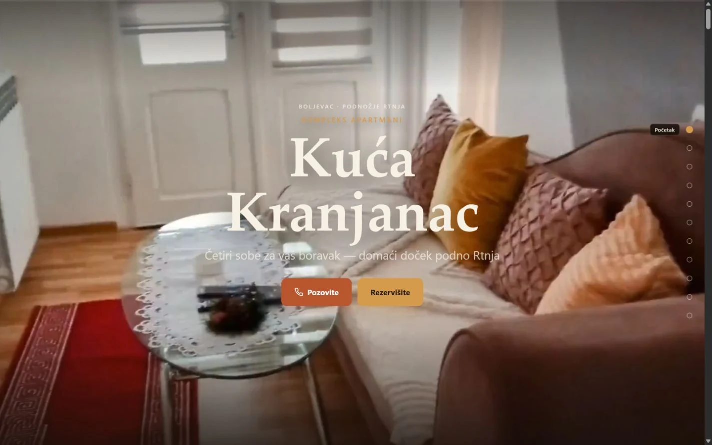 Naslovna strana sajta Kuća Kranjanac u Boljevcu