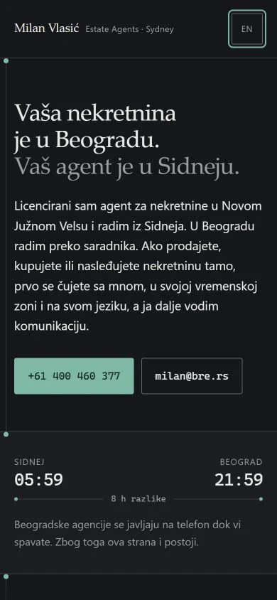 Sajt Milana Vlasića na telefonu