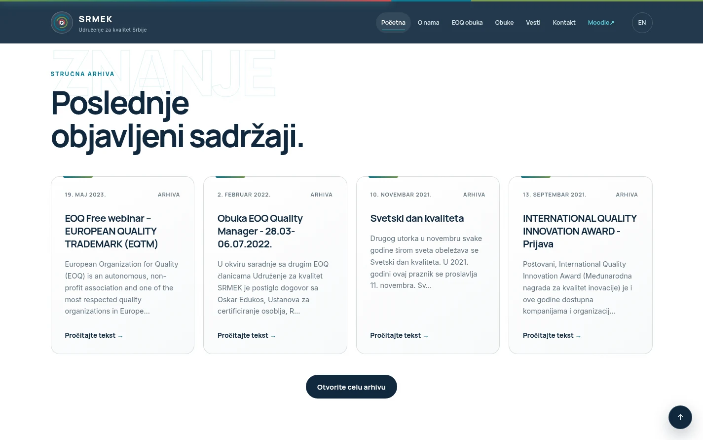 Poslednje objavljeni tekstovi iz stručne arhive SRMEK sa datumima objave